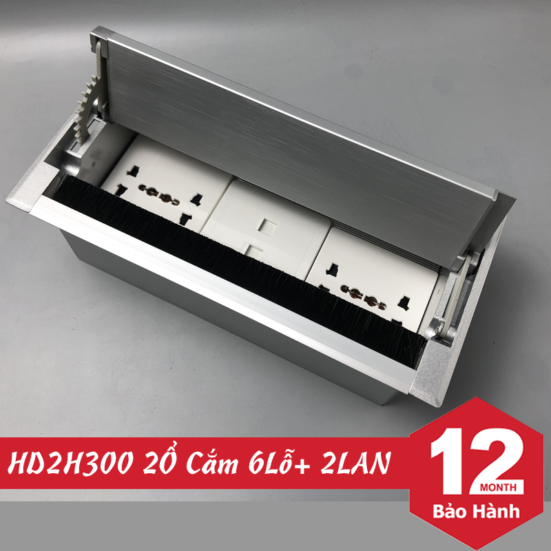 Hộp Điện Âm Bàn Đa Năng Nắp Lật Mở 2 hướng, Ổ Cắm âm Bàn Họp Bàn Làm việc 3 Kích thước 300,400,600x145mm
