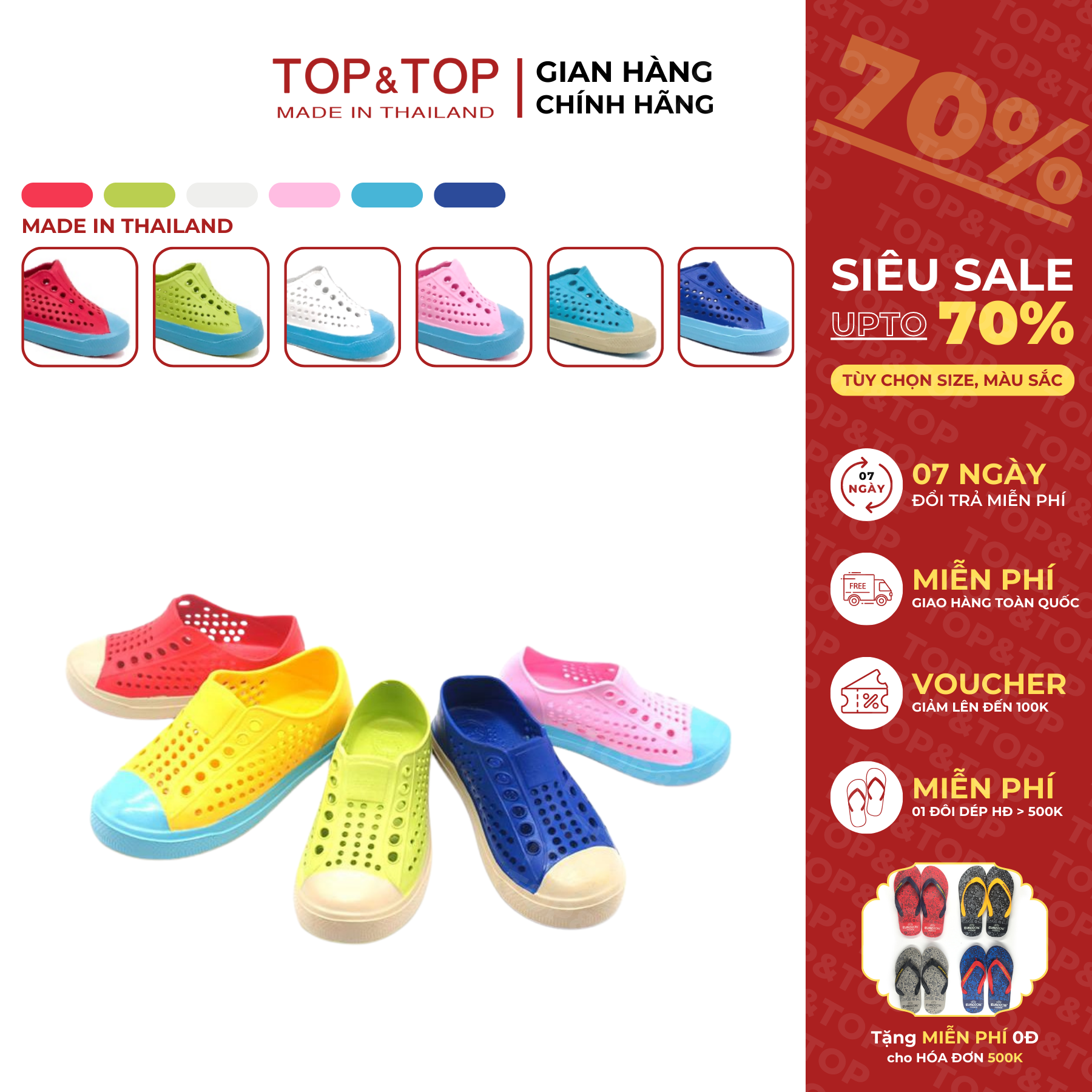 Giày Nhựa Đục Lỗ Thoáng Khí Trẻ Em RED APPLE AP5815 Hàng Thái Lan