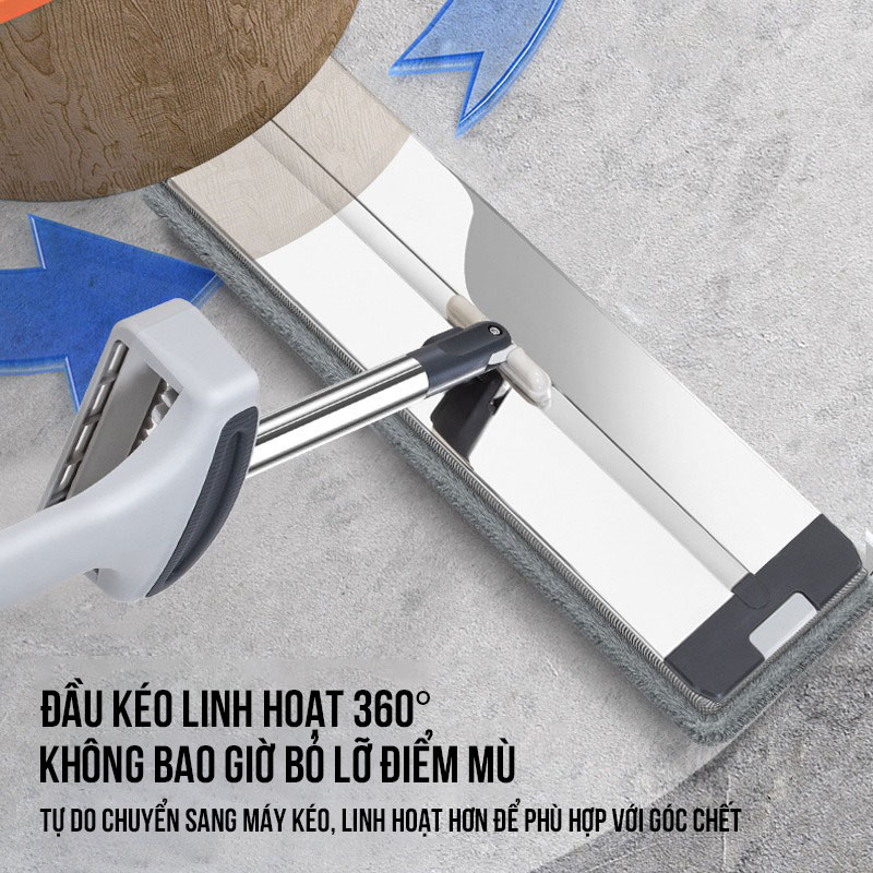 Cây lau nhà tự vắt Lusen-KN42, chổi lau xoay 360 độ thông minh bàn lau chất liệu hợp kim nhôm cao cấp kích thước 42x12cm | BigBuy360 - bigbuy360.vn