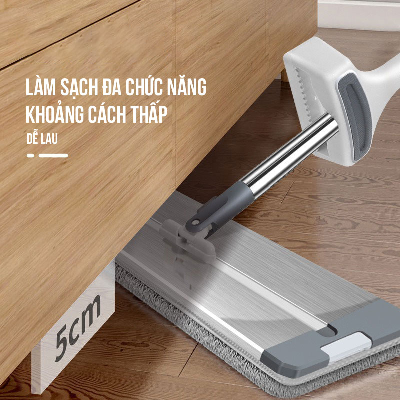 Cây lau nhà tự vắt Lusen-KN42, chổi lau xoay 360 độ thông minh bàn lau chất liệu hợp kim nhôm cao cấp kích thước 42x12cm | BigBuy360 - bigbuy360.vn