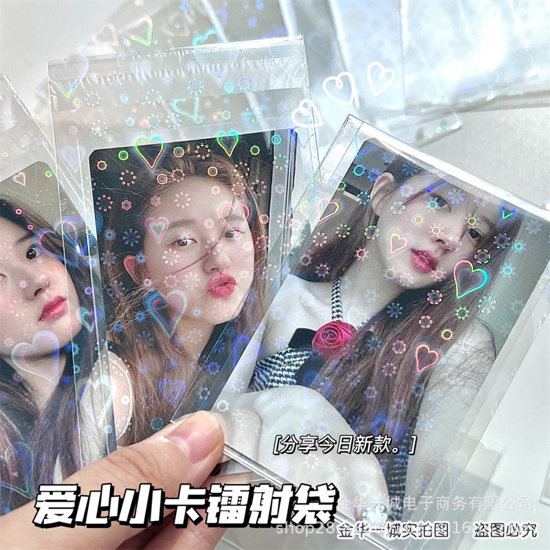 Set 10c Sleeve Bọc Thẻ Bài Trái Tim Holo Size 6.5*9