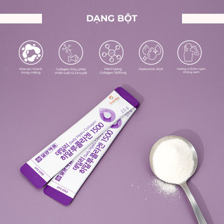 Hộp collagen vị chanh và Lựu dạng bột uống Daily Hyalu - 1500mg