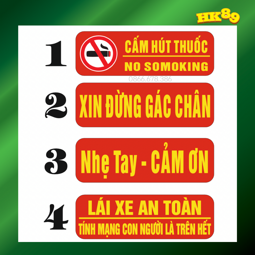 Tem xe Xin Đừng Gác Chân - Decal xe ô tô, xe tải phảng quang 7 màu