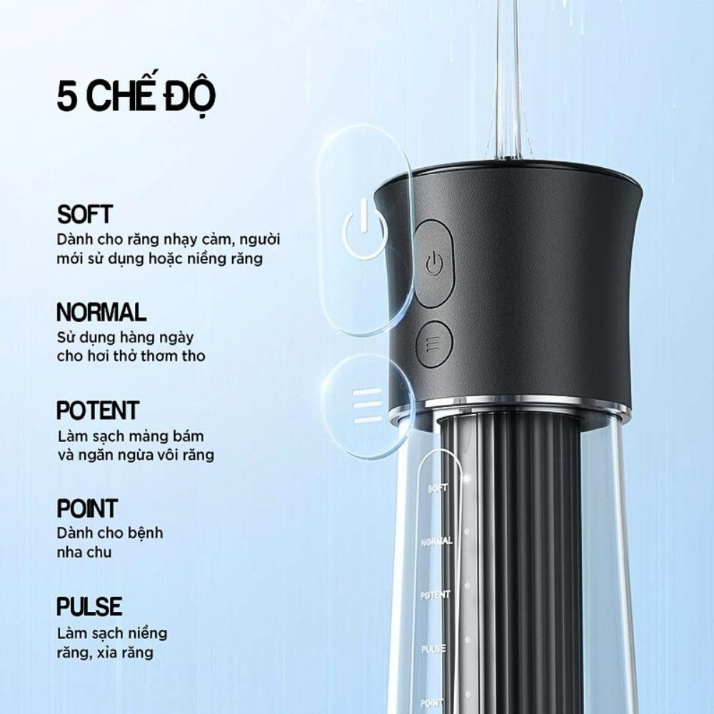 Máy tăm nước Fairywill F30 chính hãng Đức máy xịt răng làm sạch 99% du lịch, tăm xỉa răng gia đình 6 đầu thay -BH 2năm