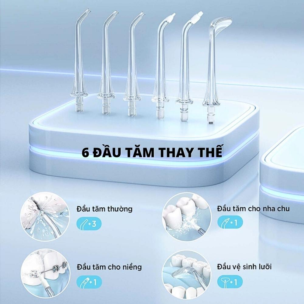 Máy tăm nước Fairywill F30 chính hãng Đức máy xịt răng làm sạch 99% du lịch, tăm xỉa răng gia đình 6 đầu thay -BH 2năm