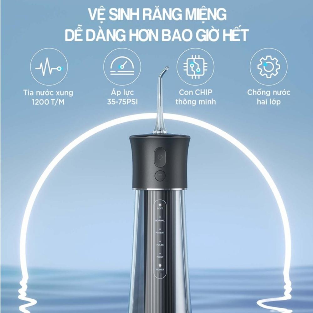 Máy tăm nước Fairywill F30 chính hãng Đức máy xịt răng làm sạch 99% du lịch, tăm xỉa răng gia đình 6 đầu thay -BH 2năm