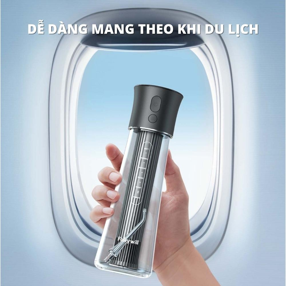 Máy tăm nước Fairywill F30 chính hãng Đức máy xịt răng làm sạch 99% du lịch, tăm xỉa răng gia đình 6 đầu thay -BH 2năm