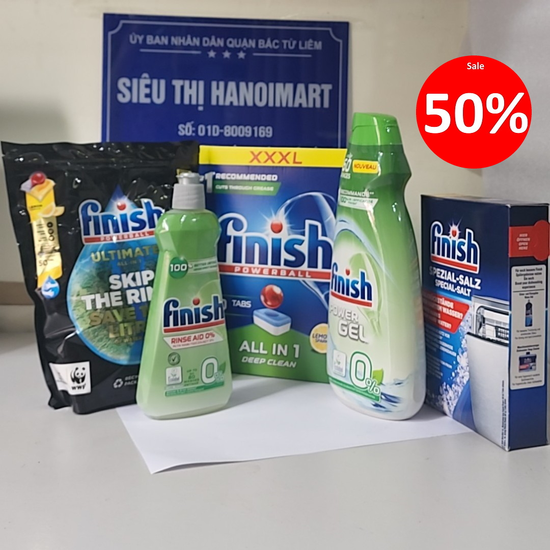 viên rửa bát Finish hữu cơ eco 50 viên Ultimate, xà phòng Gel finish eco, nước làm bóng finish eco sinh học chính hãng