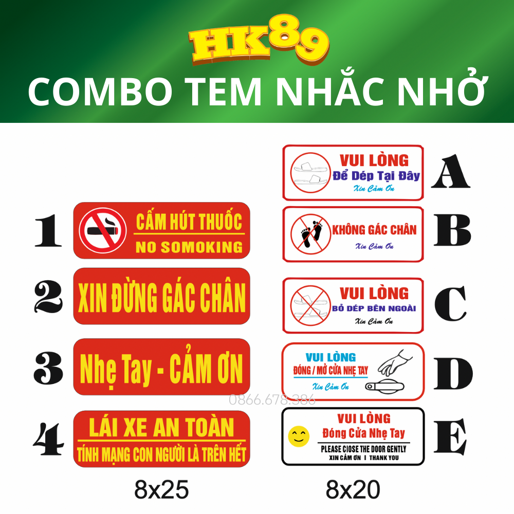 Tem xe Xin Đừng Gác Chân - Decal xe ô tô, xe tải phảng quang 7 màu