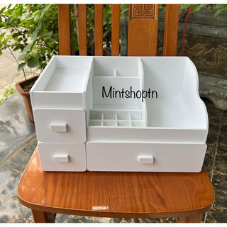 Kệ mỹ phẩm max 35cm màu trắng , tủ đựng mỹ phẩm , kệ đựng đồ trang điểm có khay đựng son 8 ô , đựng đồ makeup