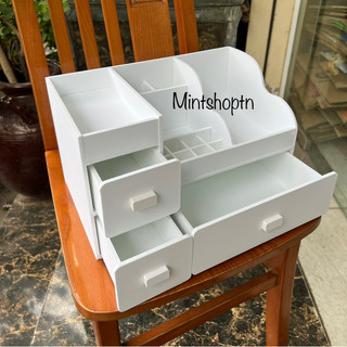 Kệ mỹ phẩm max 35cm màu trắng , tủ đựng mỹ phẩm , kệ đựng đồ trang điểm có khay đựng son 8 ô , đựng đồ makeup