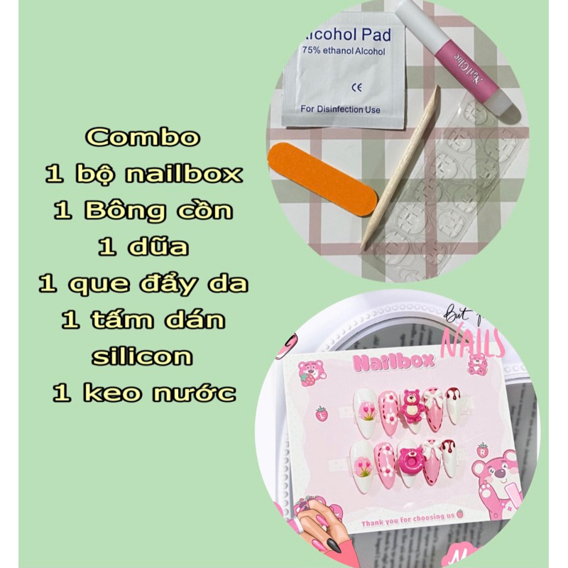 Nailbox hoạt hình thiết kế cute tặng kèm combo dũa & keo