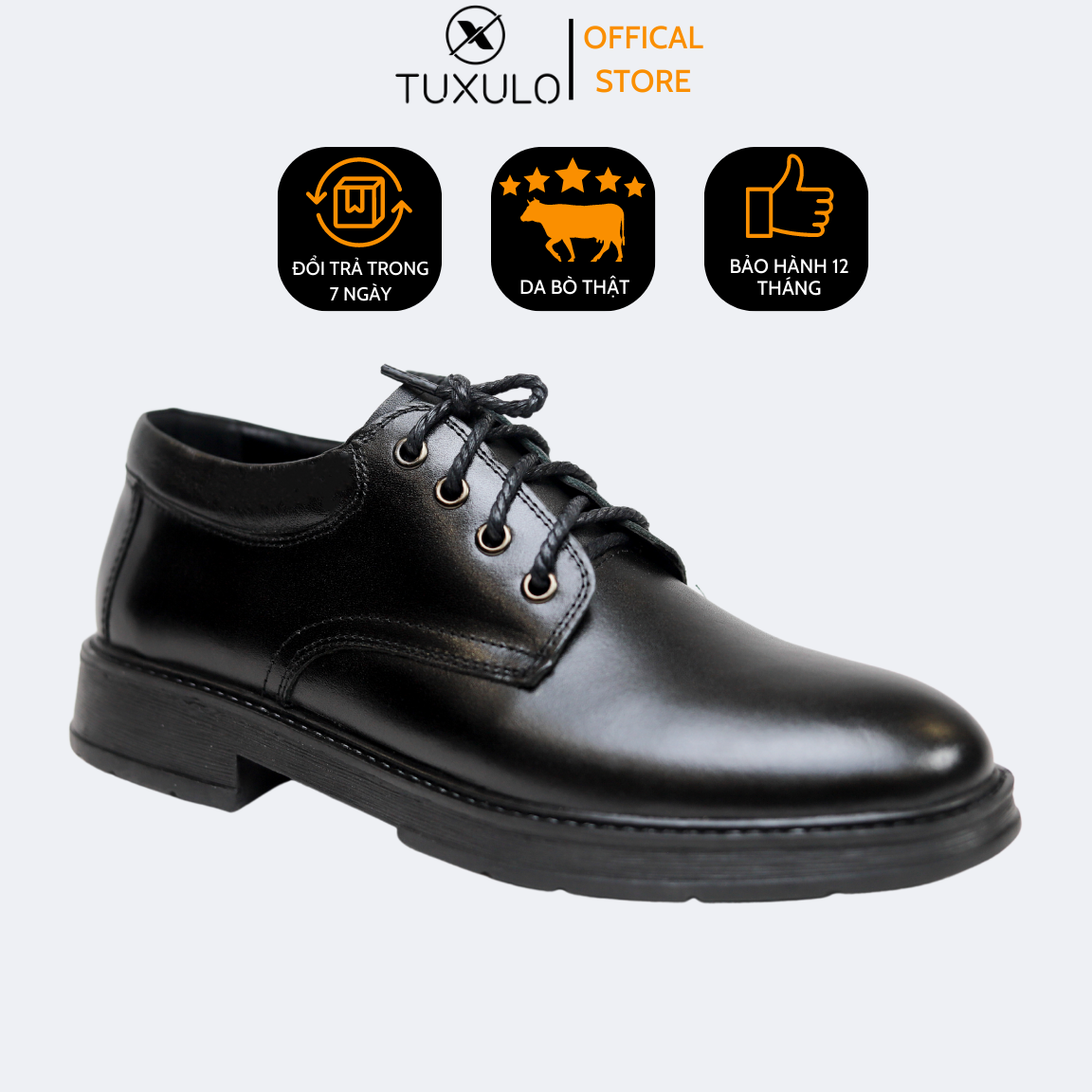 Giày đốc nam TUXULO dáng dr da bò nguyên tấm đế cao su cao cấp tăng chiều cao thiết kế mạnh mẽ nam tính TX98