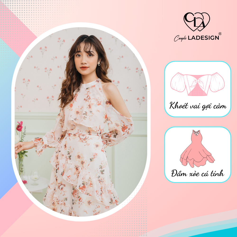 Váy cổ yếm khoét vai CoupleLADESIGN Best Seller Sarah Dress - Váy đầm nữ dáng xòe nhẹ bay tiểu thư, sang chảnh