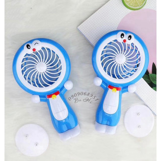 Quạt mini cầm tay sạc doremon có đèn led