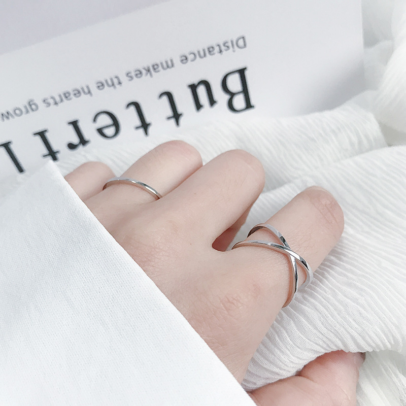 Nhẫn Hình Chữ X Phong Cách Ba Chiều Thời Trang Hàn Nhật Nam Nữ N01