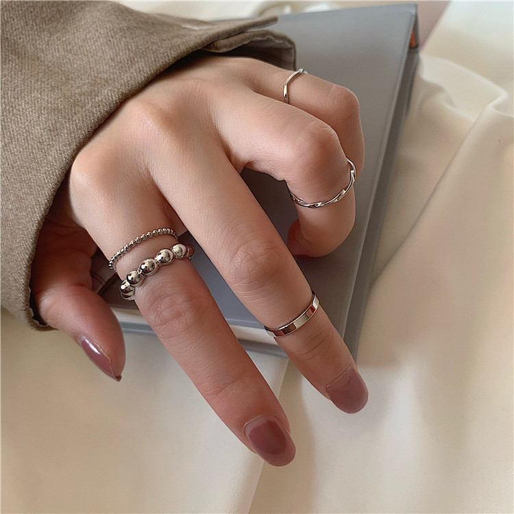 Set 8 Nhẫn Đeo Tay Mạ Bạc Phong Cách RetroThời Trang Cho Nam Nữ N07