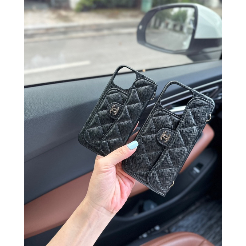 Túi chéo Cha.nel Case phone chất da hạt caviar bản super da thật fullbox