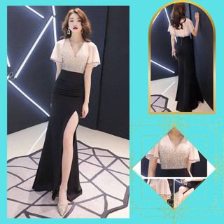 Đầm Dạ Hội Bigsize Đính Đá Cao Cấp - Váy Đầm Dáng Dài Thun Phối Voan Quảng Châu Cao Cấp Sang Trọng Kiêu Sa