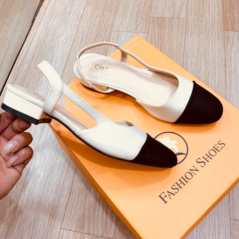 GIÀY MŨI TRÒN QUAI HẬU- GIÀY Slingback vá mũi gót cao 3p siêu êm mềm