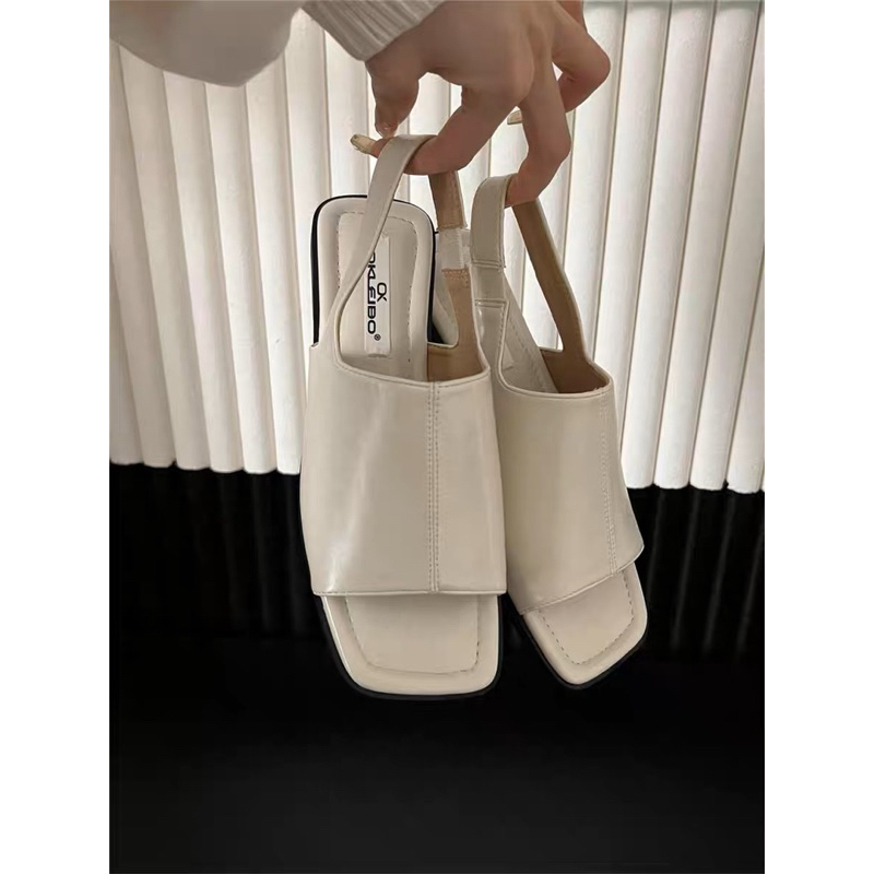 TKLIHN Dép Sandal ULZZANG đế bằng DA phong cách RETRO 2023 HOT FASHIONITA