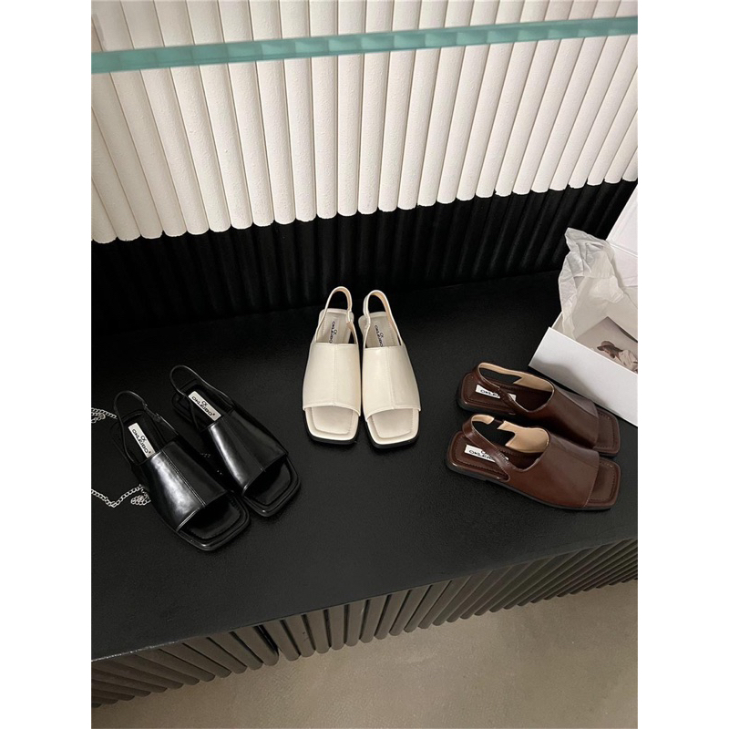 TKLIHN Dép Sandal ULZZANG đế bằng DA phong cách RETRO 2023 HOT FASHIONITA
