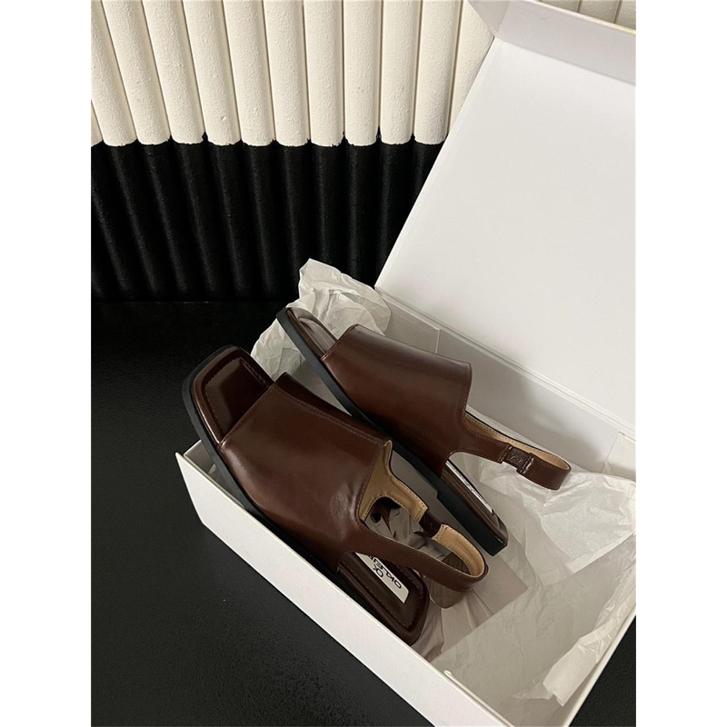 TKLIHN Dép Sandal ULZZANG đế bằng DA phong cách RETRO 2023 HOT FASHIONITA
