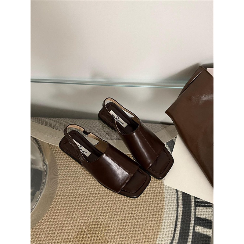 TKLIHN Dép Sandal ULZZANG đế bằng DA phong cách RETRO 2023 HOT FASHIONITA