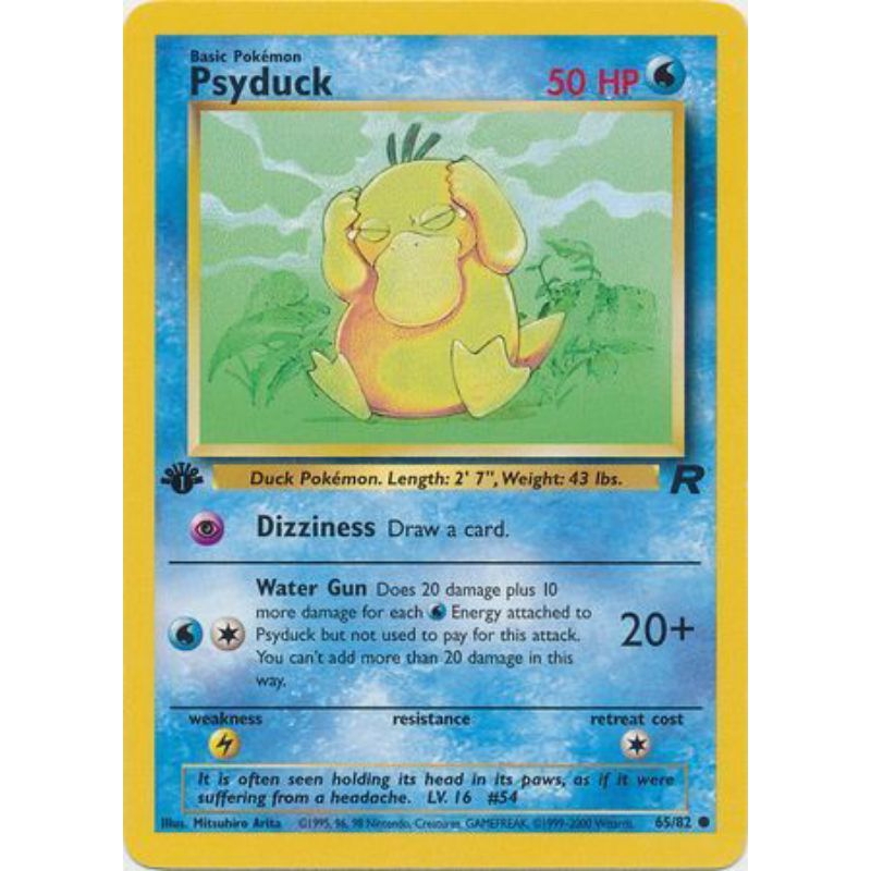 Thẻ Pokemon Psyduck - 65/82 - Common 1st EditionTeam Rocket 1st Edition Singles