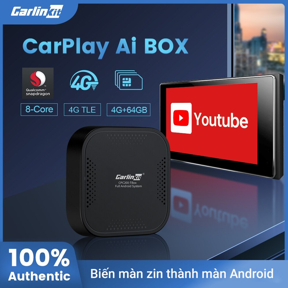 CARLINKIT Android Box CPC200-TBOX – Biến Màn Hình Zin Theo Xe Thành Màn Hình Android, Ram 4GB Rom 64GB Android 9