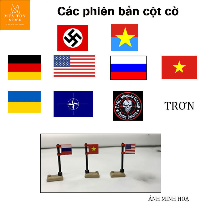 Đồ chơi lắp ráp swat army , mô hình lắp ghép quân sự - Cột cờ các nước MFA STORE