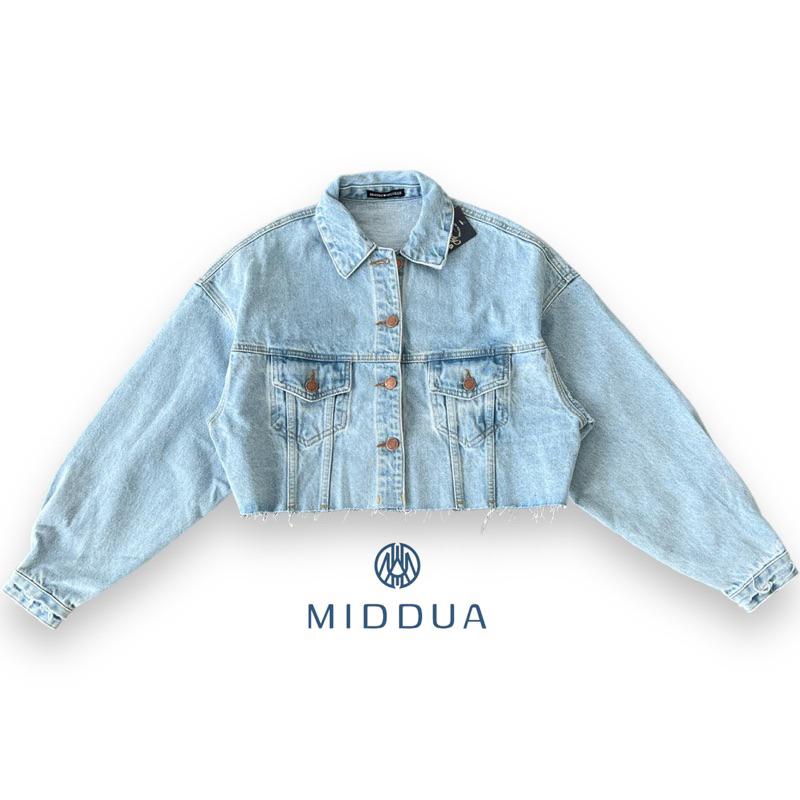 KJ2301 Khoác jean crop dáng rộng