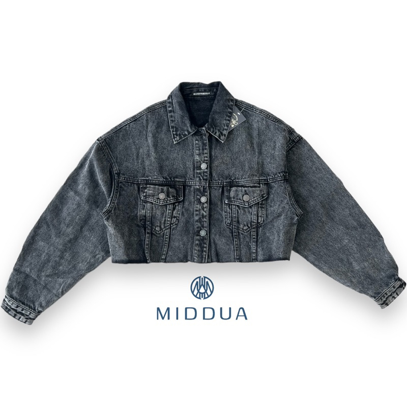 KJ2301 Khoác jean crop dáng rộng