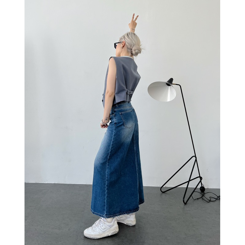 VJ034 Váy denim dài chữ A