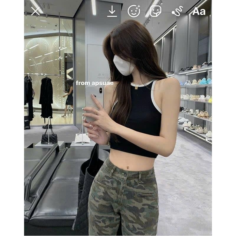 Áo ba lỗ viền, áo sát nách, áo croptop đi biển chất thun borip dày dặn co giãn tốt