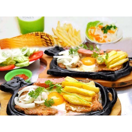 ****Chảo gang không dính làm bò né Vạn Lợi HÀNG CAO CẤP,chảo gang làm bò bít tết kèm đế lót gỗ chống dính  gia dụng Nari