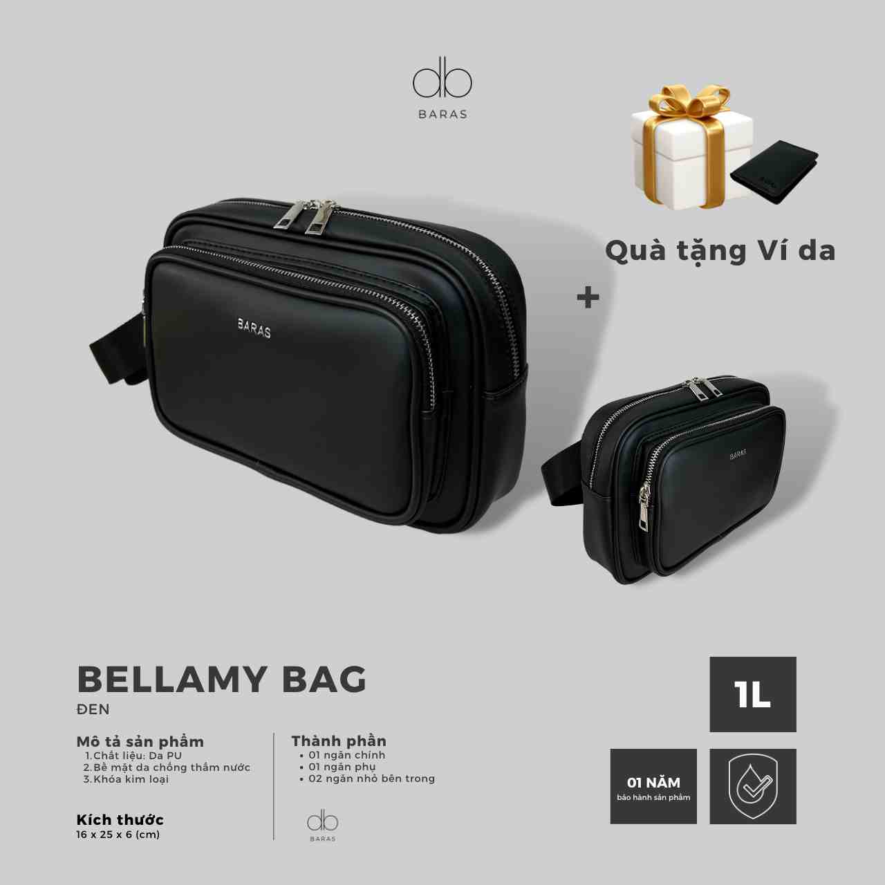 Túi đeo chéo da Bellamy thời trang nam - BARAS VIETNAM - Túi đeo chéo nam