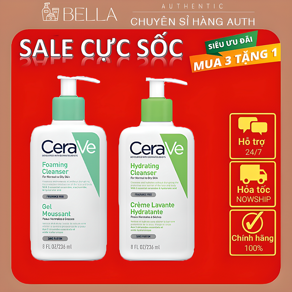 Sữa rửa mặt cerave cho da dầu da mụn và nhạy cảm 236ml