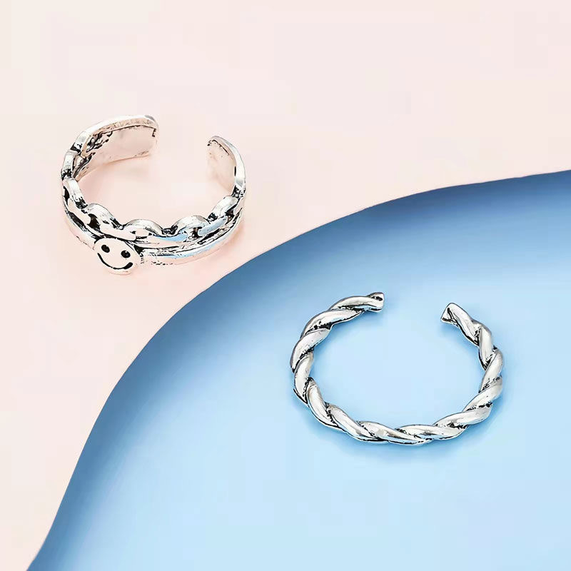 Set 2 Nhẫn Đeo Tay Hình Mặt Cười Ngộ Nghĩnh Cho Cặp Đôi Nam Nữ N27