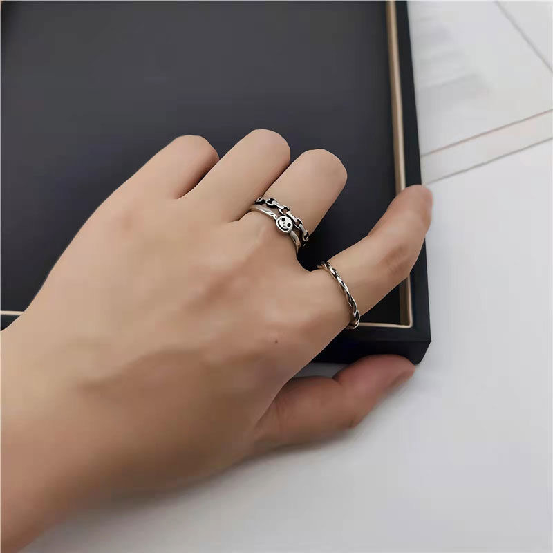 Set 2 Nhẫn Đeo Tay Hình Mặt Cười Ngộ Nghĩnh Cho Cặp Đôi Nam Nữ N27