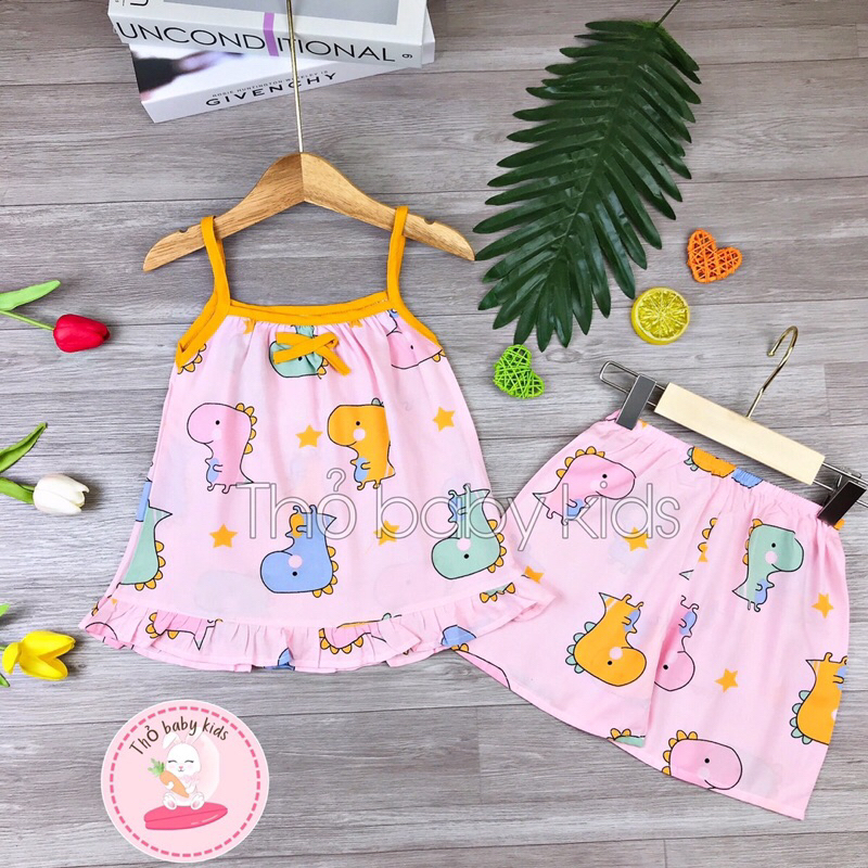Bộ tole/lanh mặc nhà bé gái shop thỏ baby kids