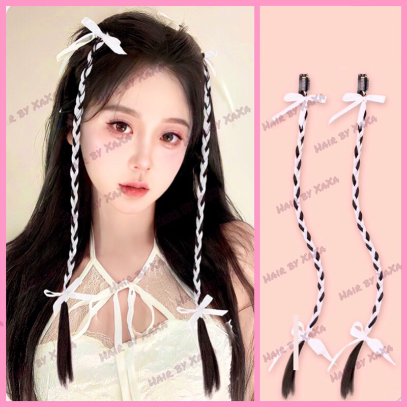 Sợi Kẹp Tóc Giả Thắt Nơ Ruy Băng Nhiều Màu Dễ Thương - X98