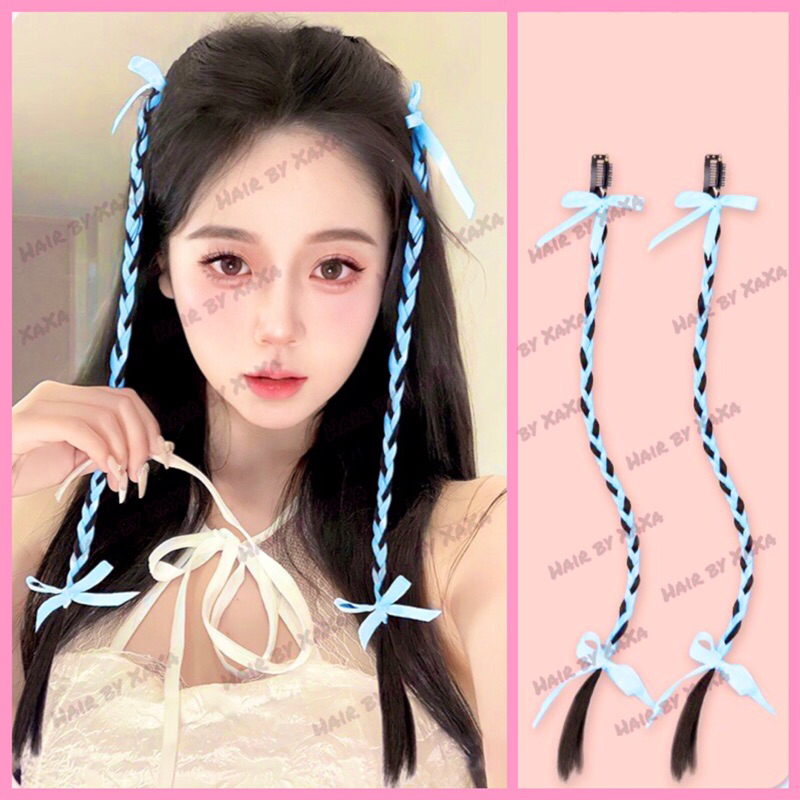 Sợi Kẹp Tóc Giả Thắt Nơ Ruy Băng Nhiều Màu Dễ Thương - X98