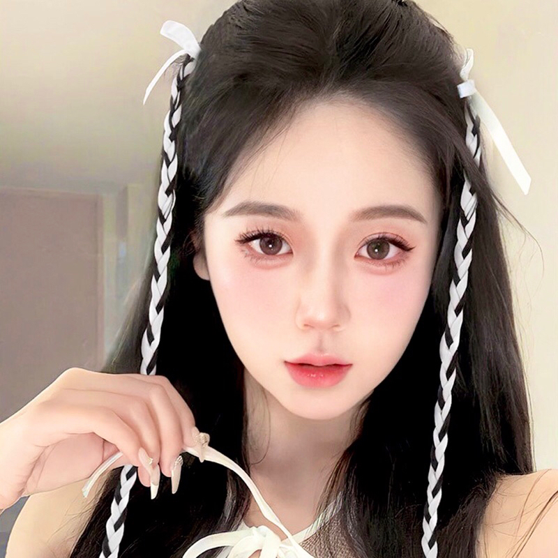 Sợi Kẹp Tóc Giả Thắt Nơ Ruy Băng Nhiều Màu Dễ Thương - X98