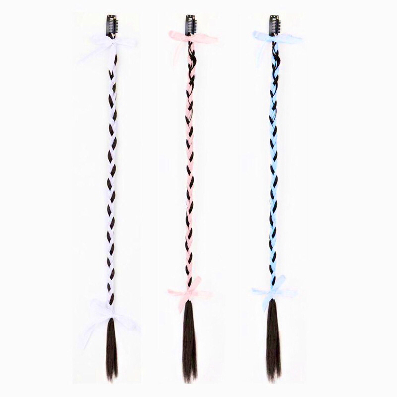 Sợi Kẹp Tóc Giả Thắt Nơ Ruy Băng Nhiều Màu Dễ Thương - X98