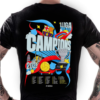 Áo bóng đá Barcelona vô địch Laliga 2023 - Áo thun COTTON in hình Câu lạc bộ bóng đá Barca cực đẹp