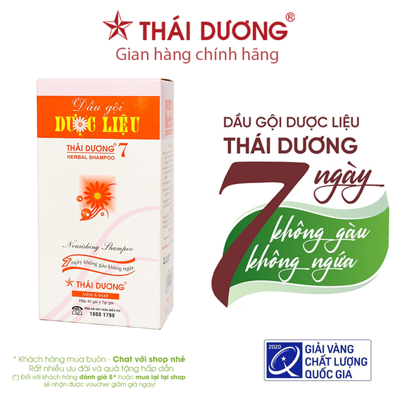 Dầu gội dược liệu Thái Dương 7 hộp 40 gói x 7g tiện lợi