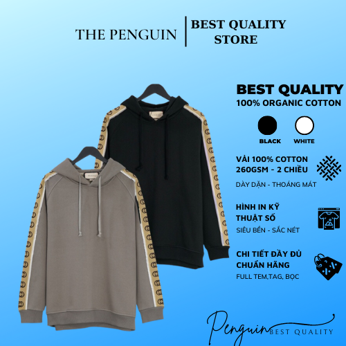 ÁO HOODIE GUCCI INTERLOCKER G STRIPE , HOODIE PHẢN QUANG TAY NAM NỮ UNISEX The.Peguin