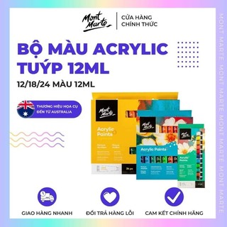 Màu Acrylic Mont Marte bộ 12 18 và 24 màu tuýp 12ml - Hoạ cụ Gia Huy
