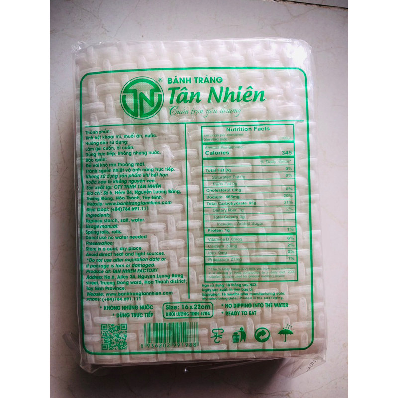 Bánh tráng Tân Nhiên siêu mỏng 470gr hàng xuất khẩu date mới